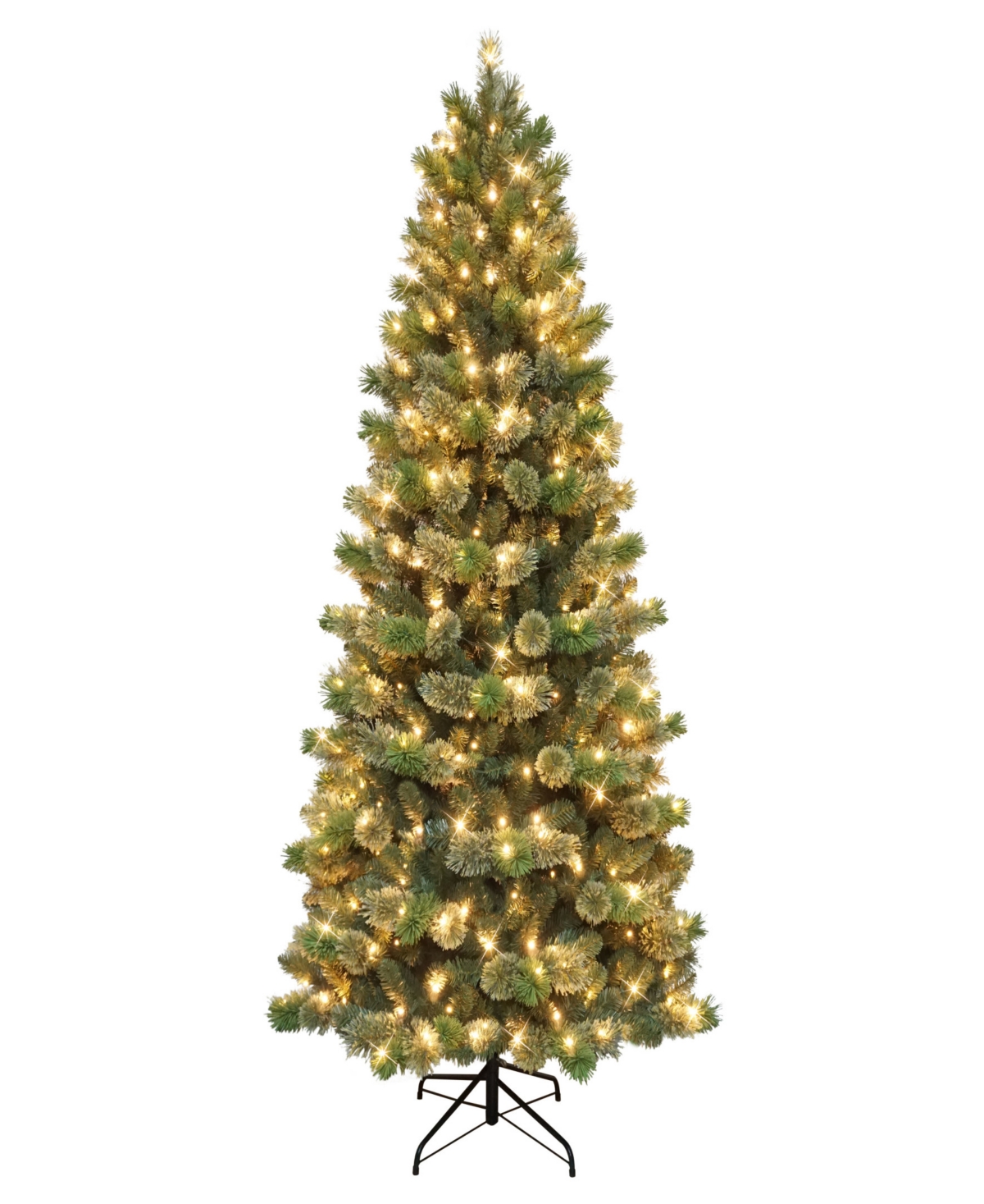 Puleo 7.5' Pre-lit Artificial Slim Oklahoma Pine Tree In Green