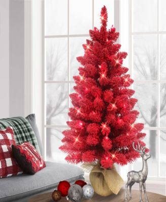 Puleo 3' Pre-Lit Artificial Flocked Fashion Tree