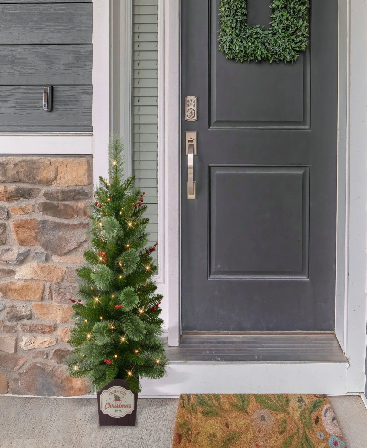 Puleo 3.5' Artificial Cashmere Pre-Lit Potted Christmas Tree