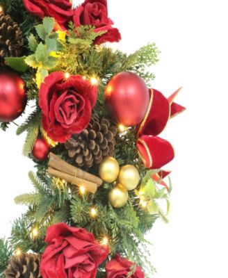Puleo 26" Pre-Lit Artificial Adorned Christmas Wreath