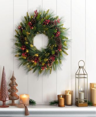 Puleo 26" Pre-Lit Artificial Adorned Christmas Wreath