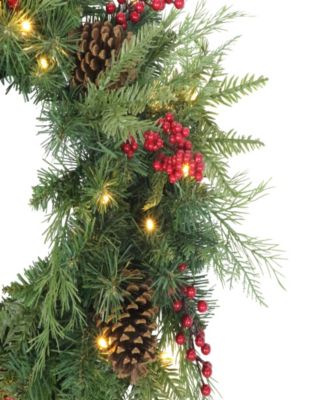 Puleo 24" Pre-Lit Adorned Battery-Operated Wreath