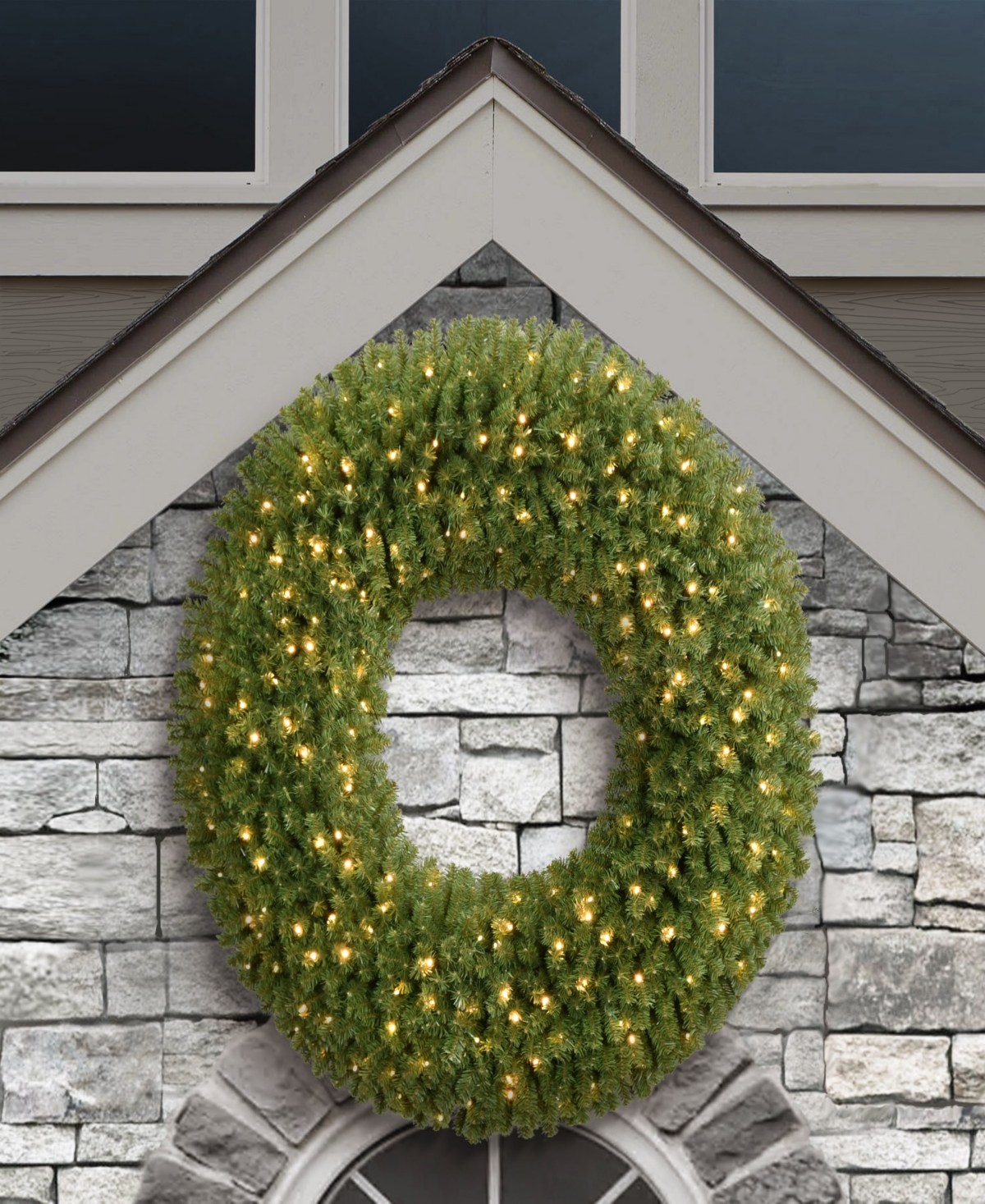 Puleo 60" Pre-lit Artificial Utah Spruce Wreath With Warm White Led Lights In Green