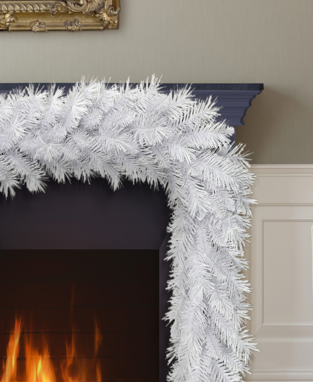 Puleo 9' X 10" Artificial Round Valley Pine Garland In White