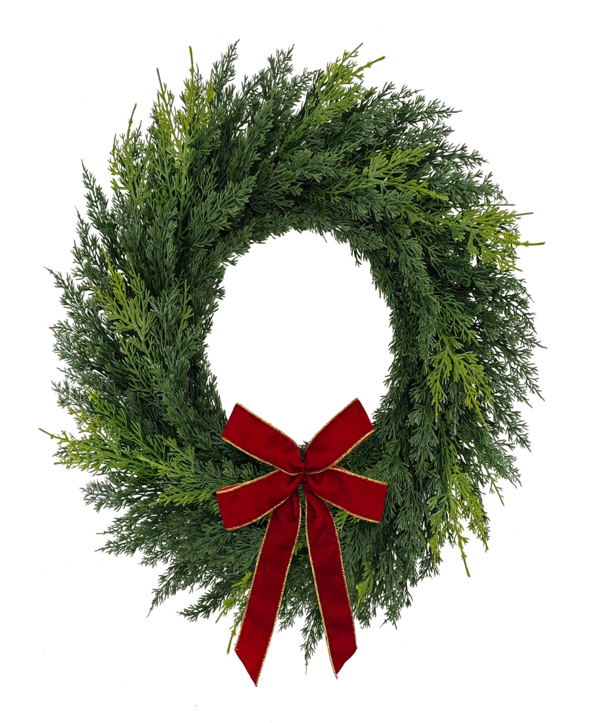 Puleo 22" Artificial Cypress Christmas Wreath With Bow In Green