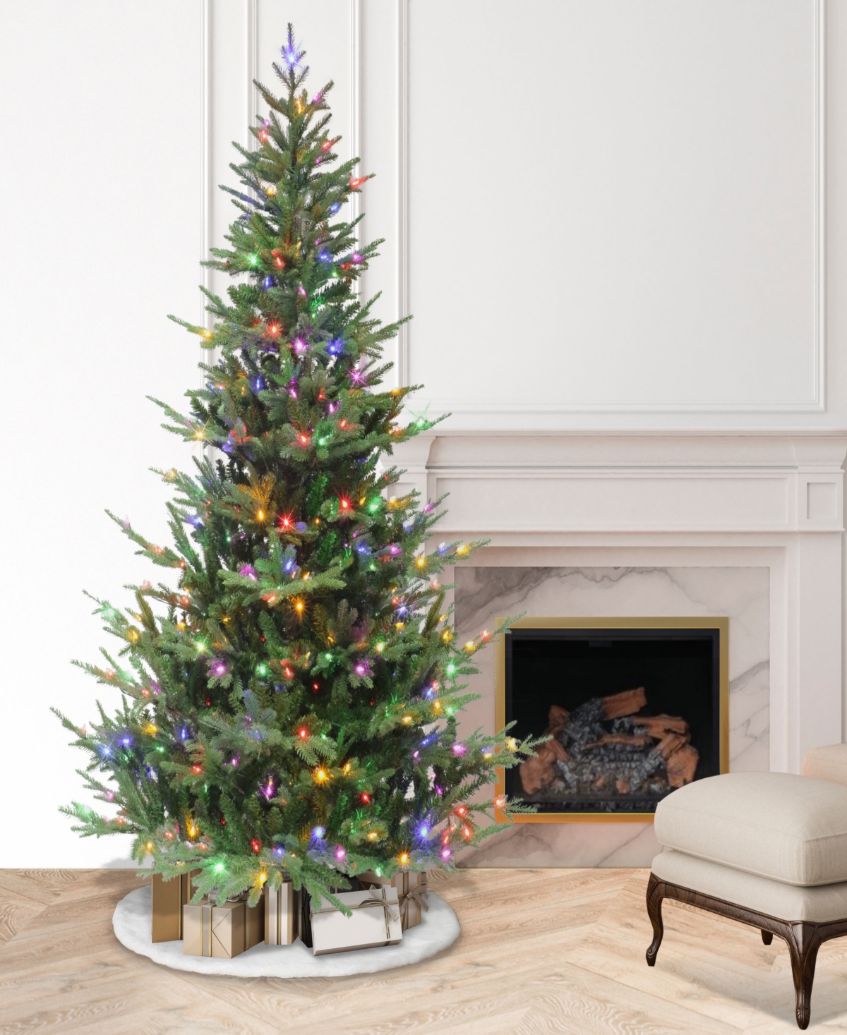 Puleo 7.5' Pre-lit Sacramento Fir Artificial Christmas Tree In Green