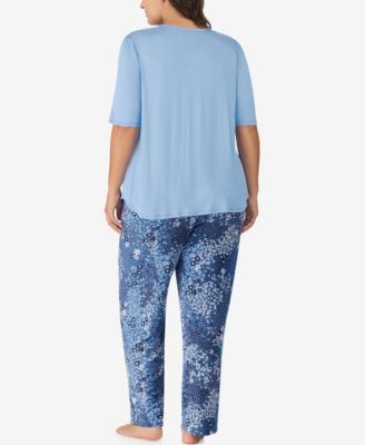 Plus Size 2-Piece V-Neck Top and Pants Pajama Set