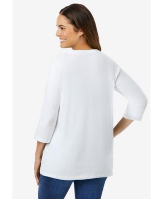 Plus Size Perfect Three-Quarter Sleeve V-Neck Tee