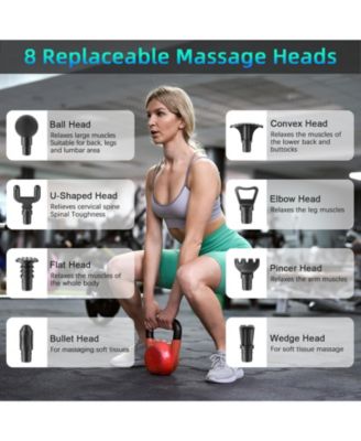 3200 RPM Massage Gun Handheld Body Massager with 8 Interchangeable Heads for Muscle Relief