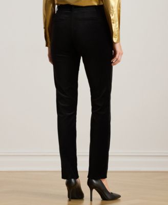Petite Mid Rise Cropped Velvet Pants