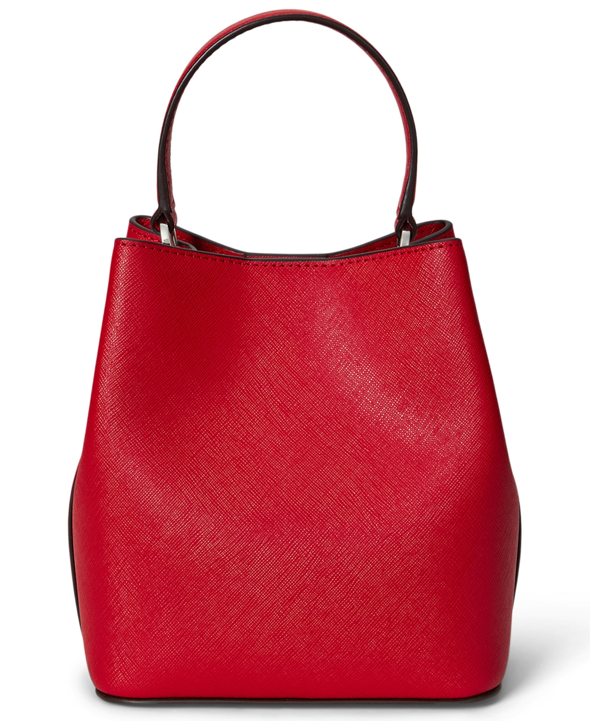 Ralph Lauren Crosshatch Leather Small Reese Bucket Bag In Red