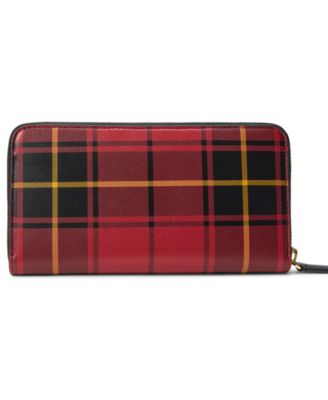 Boxed Plaid Nappa Leather Continental Wristlet 