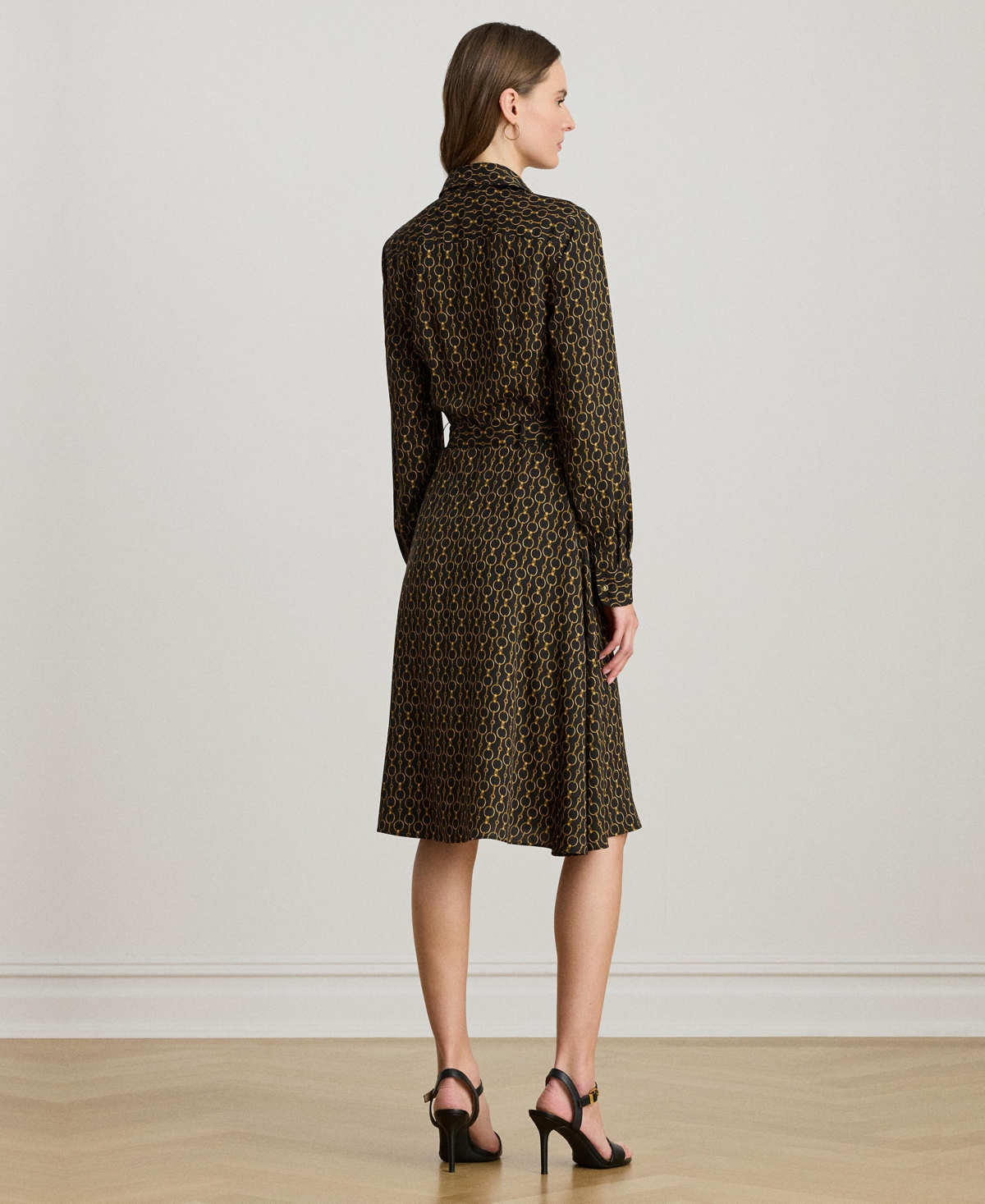 Ralph Lauren Women's Chain-print Crepe Shirtdress In Multi