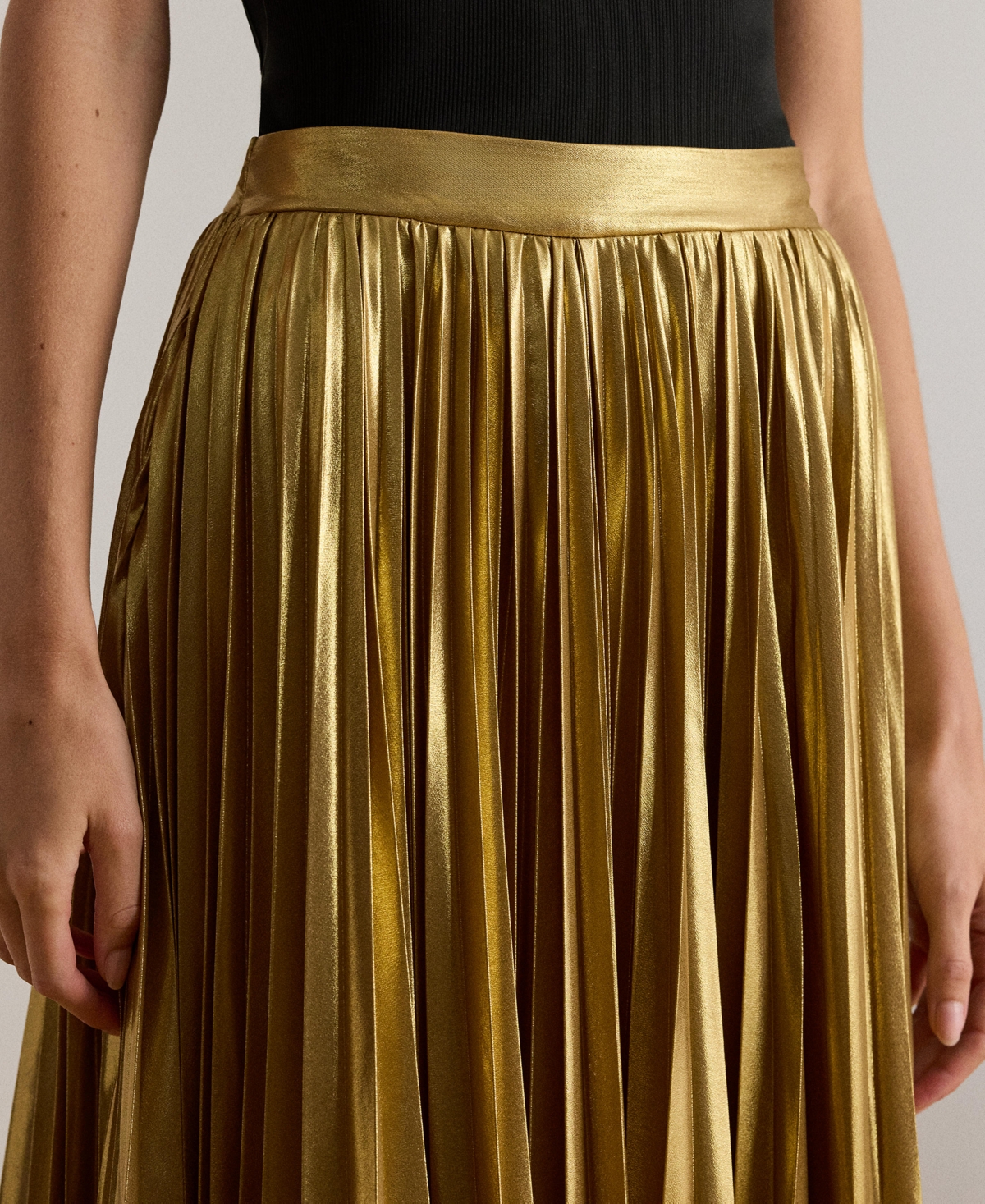 Ralph Lauren Pleated Metallic Chiffon Skirt In Multi