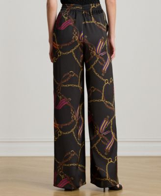 Women's Belting Print Wide Leg Pants