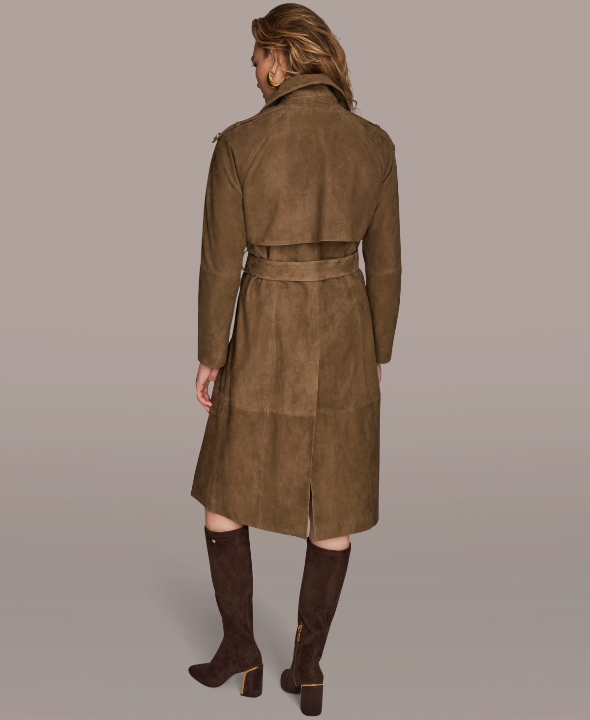 Donna Karan Women's Double Breasted Belted Trench Coat In Brown