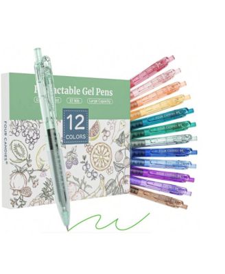 12Pack 0.5mm Quick Dry Retractable Gel Pen Set, Cute Transparent Fine Point Multicolor Note Taking Aesthetic Lnk Pens, Comfort Grip 12 Ink Colors Drawing Writing School Office Home Back To School