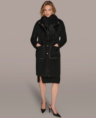 Women's Snap Button Scarf Coat