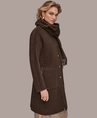 Women's Snap Button Scarf Coat
