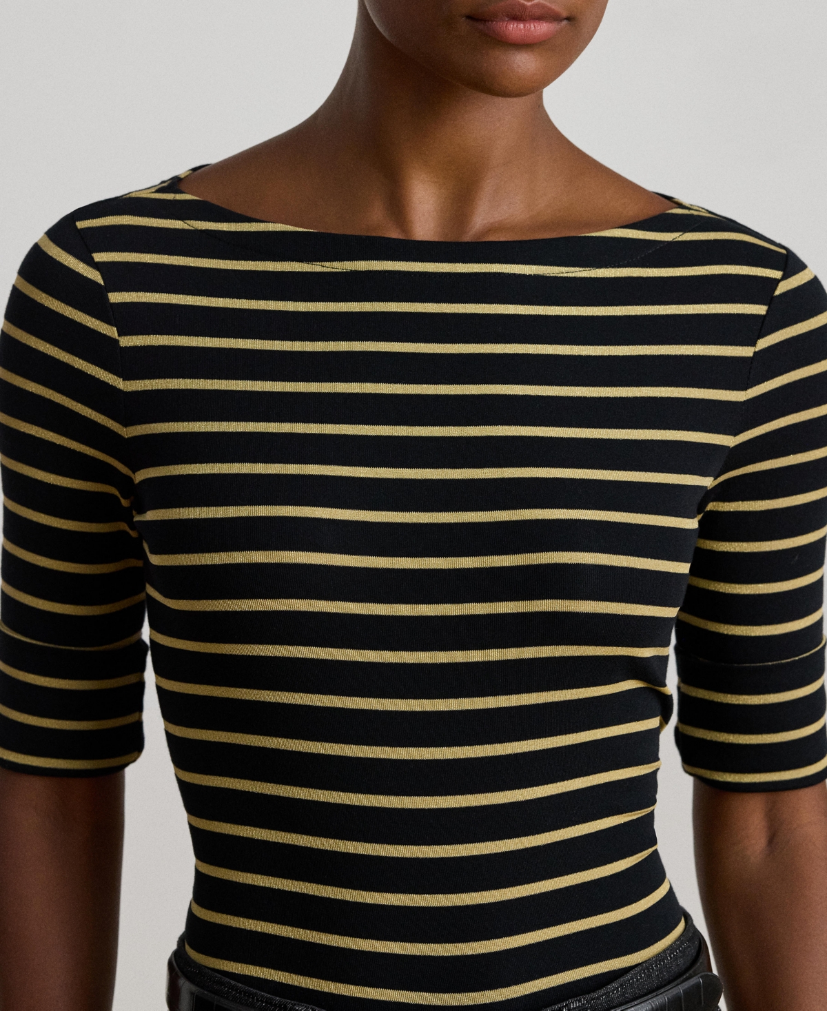 Ralph Lauren Metallic Striped Boatneck Tee In Multi