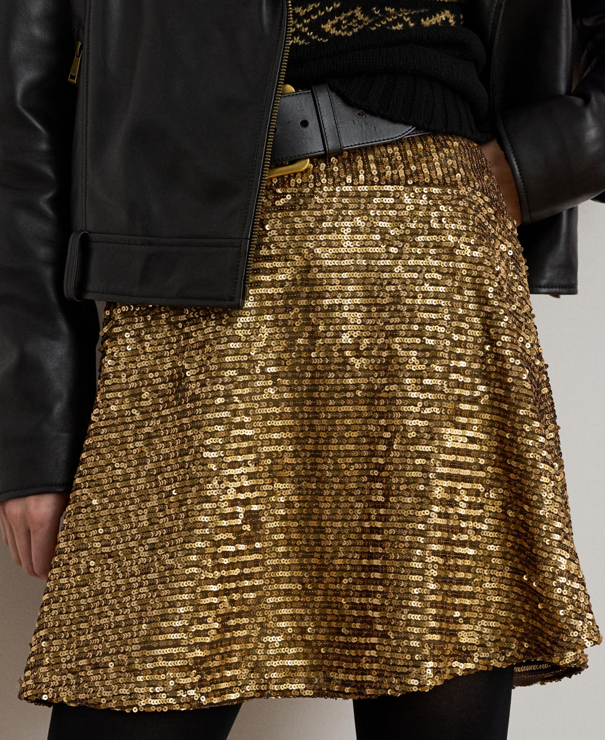 Ralph Lauren Women's Sequin Detail A-line Skirt In Gold