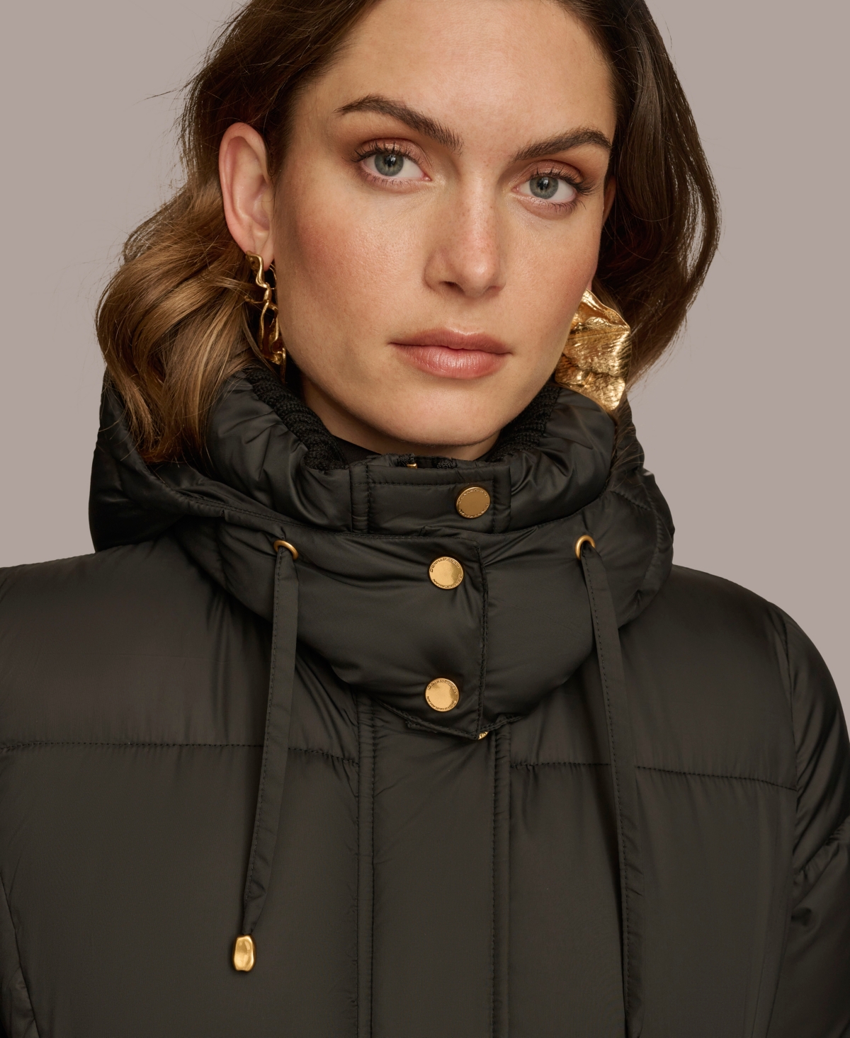 Donna Karan Women's Hooded Puffer Coat In Black