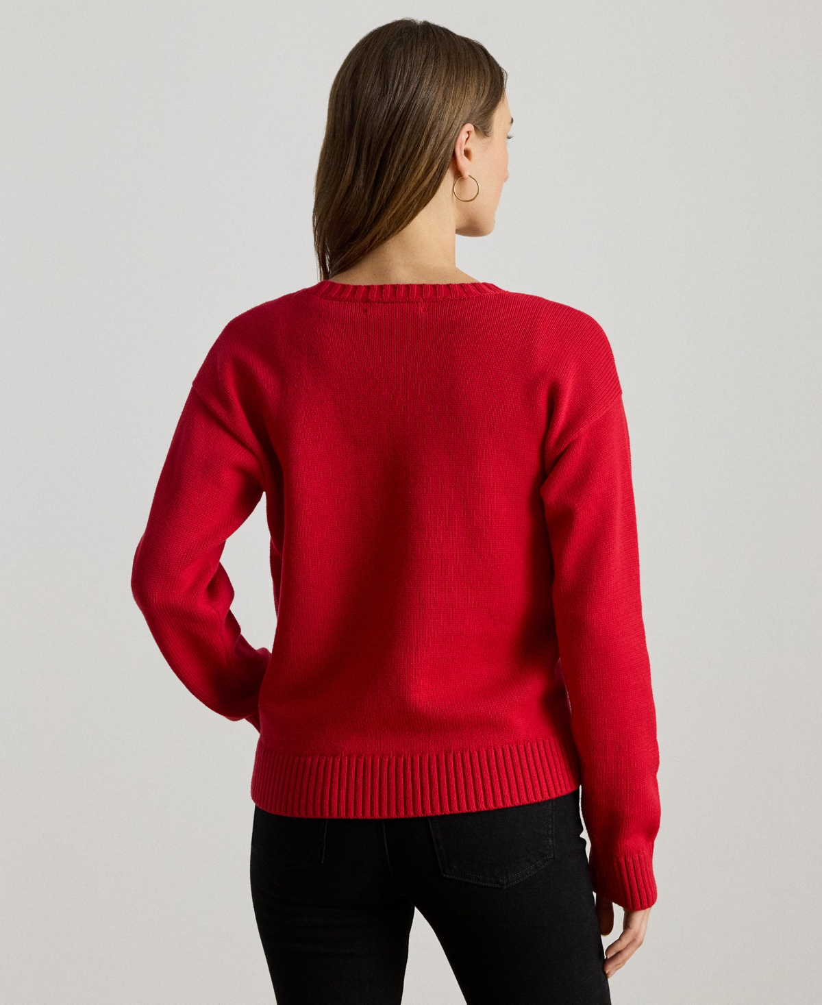 Ralph Lauren Intarsia-knit Foxhound Cotton Sweater In Red