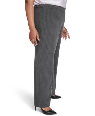 Plus Size Pinstriped Mid Rise Pants