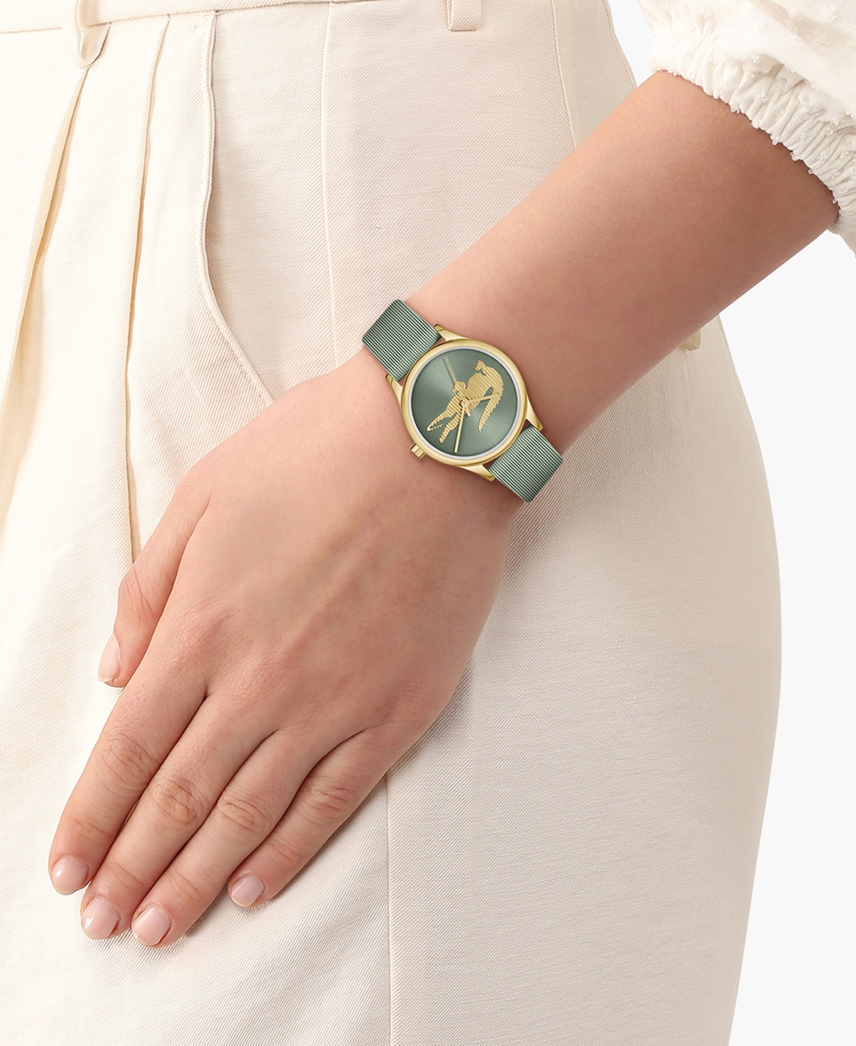 Lacoste Women's Crocodelle Green Silicone Strap Watch, 30mm