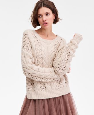 Lucky Brand - Women's Pointelle Cable Crew Neck T-Shirt