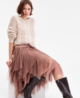 Women's Tiered Ruffle Mesh Skirt