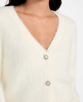 Women's Keyla Rhinestone-Button Cardigan Sweater