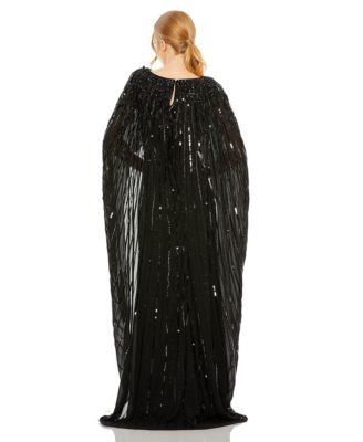 Women's Embellished Column Cape Gown
