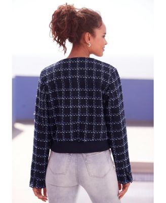 Women's Round Neckline Tweed Jacket