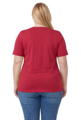 Plus Size Women's Perfect Short-Sleeve Shirred V-Neck Tunic Top