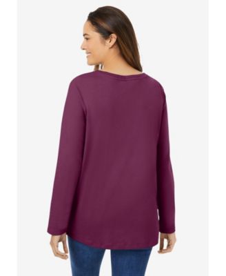 Plus Size Perfect Long-Sleeve V-Neck Tee