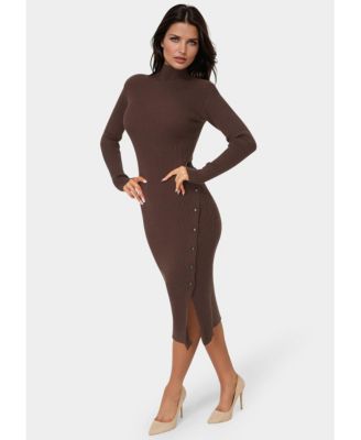 Long Sleeve Mockneck Sweater Midi Dress