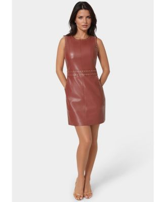 Women's Faux Leather Stud Seam Dress