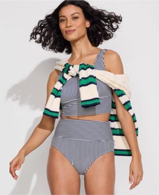 Women's Tugless Midkini Top and High Waisted Bottom Swimsuit Set