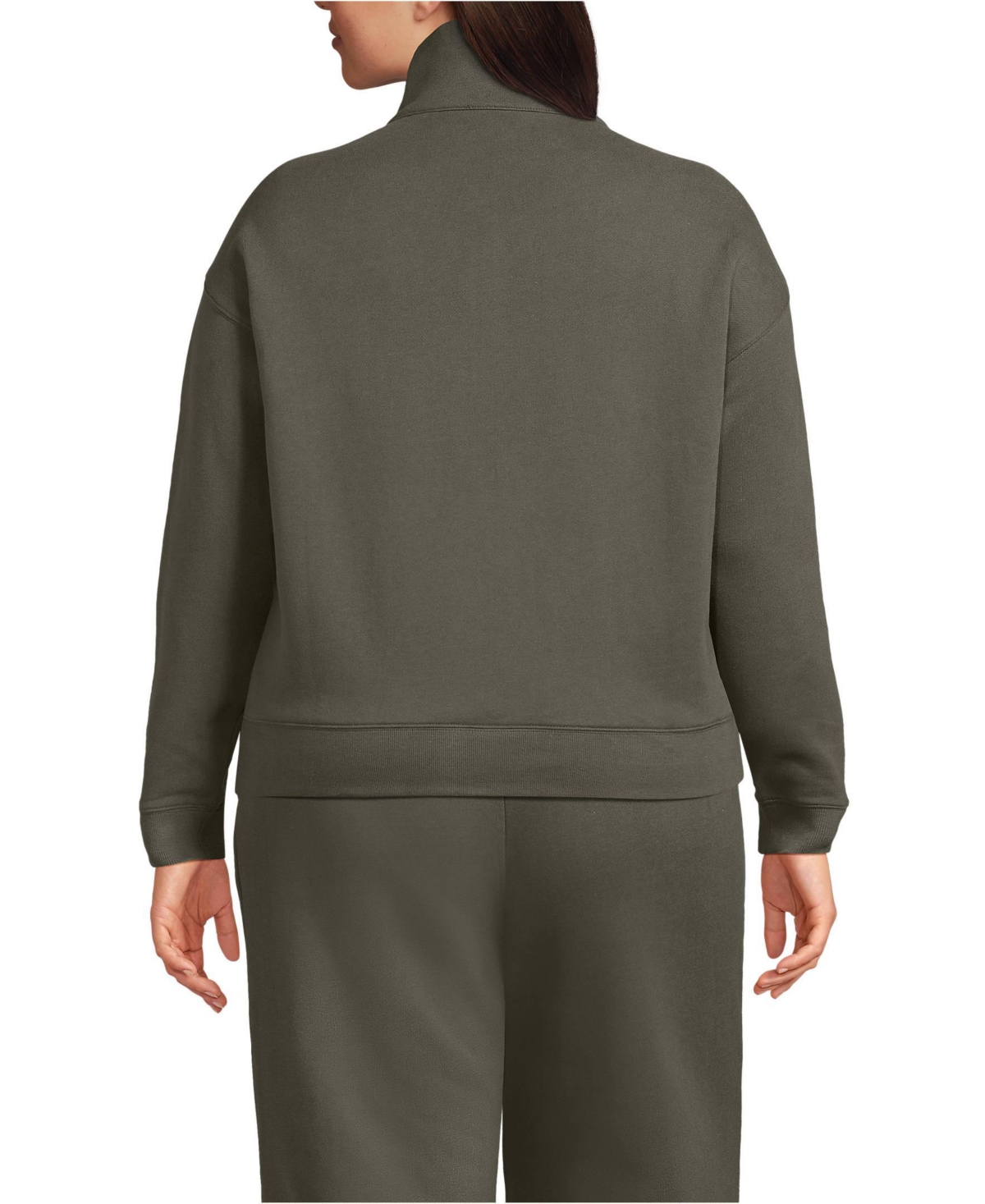 Lands' End Plus Relaxed Serious Sweats Long Sleeve 1/2 Zip Sweatshirt
