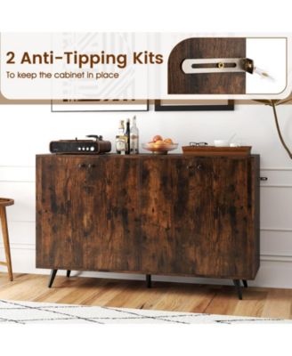 Buffet Sideboard Mid Century Modern 4-Door Storage Cabinet 50" Accent Cabinet