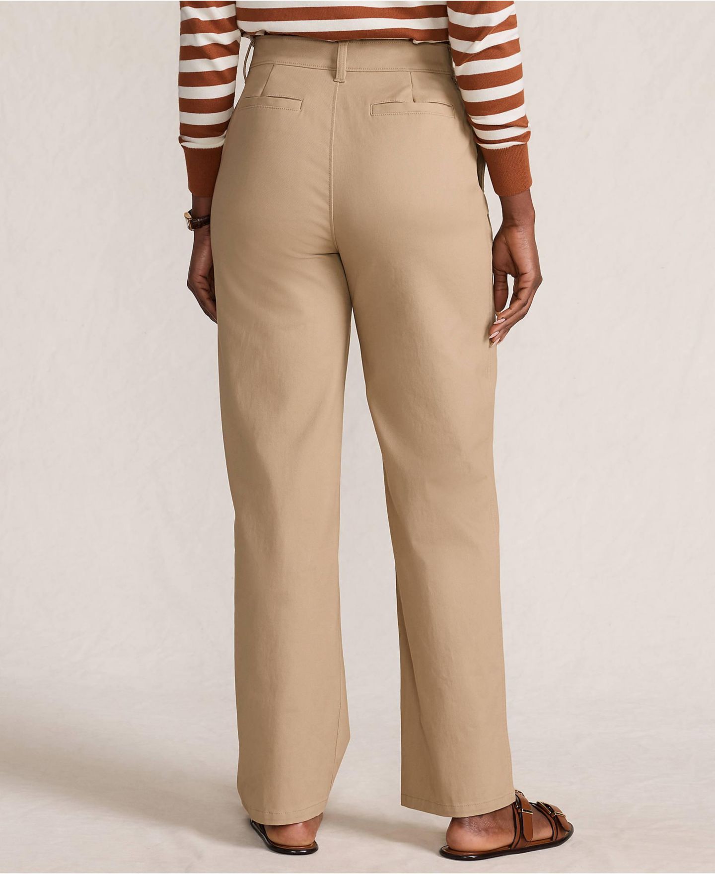 Женские брюки Lands' End Petite Chino High Rise Rail Straight Leg, цвет: Пустынный рыжевато-коричневый — фото 3