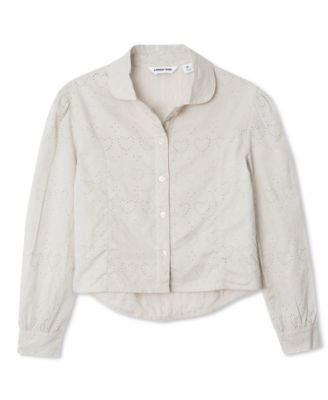 Girls Long Sleeve Woven Hearts Top