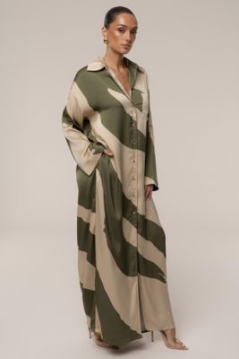 Women's Satin Safari Maxi Dress