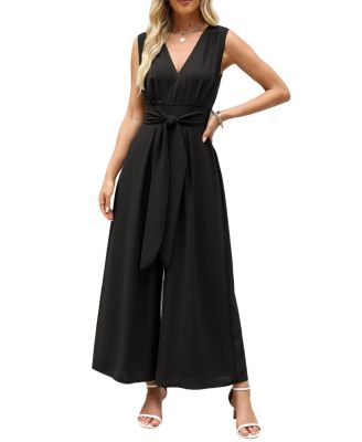 Women's Sleeveless Tie Front Jumpsuit