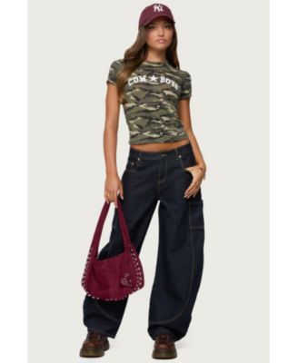 Womens Aden Contrast Stitch Barrel Jeans