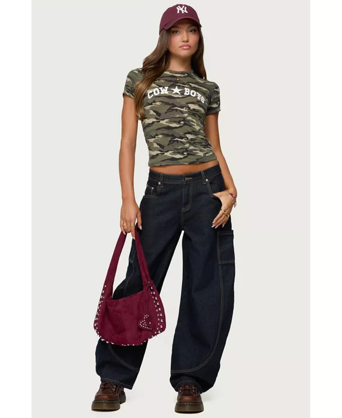 Womens Aden Contrast Stitch Barrel Jeans - thumbnail 5