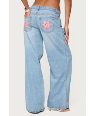 Women's Mirra Embroidered Flower Low Rise Jeans