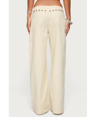 Womens Grommet Tie Waist Low Rise Jeans