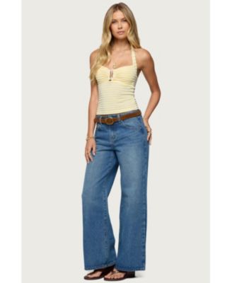 Women's Lovina Textured Striped Halter Top